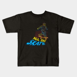 Skateboard Art Design inspirational quotes all day skate Kids T-Shirt